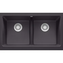 Blanco Vintera 33" Granite Composite Workstation Farmhouse Sink, Silgranit, 50/50 Double Bowl, Anthracite, 526547