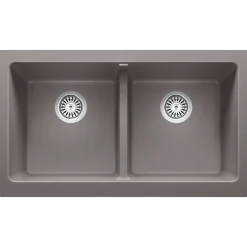 Blanco Vintera 33" Granite Composite Workstation Farmhouse Sink, Silgranit, 50/50 Double Bowl, Metallic Gray, 526549