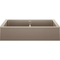 Blanco Vintera 33" Granite Composite Workstation Farmhouse Sink, Silgranit, 50/50 Double Bowl, Truffle, 526553