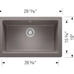 Blanco Vintera 30" Granite Composite Workstation Farmhouse Sink, Silgranit, Metallic Gray, 526540