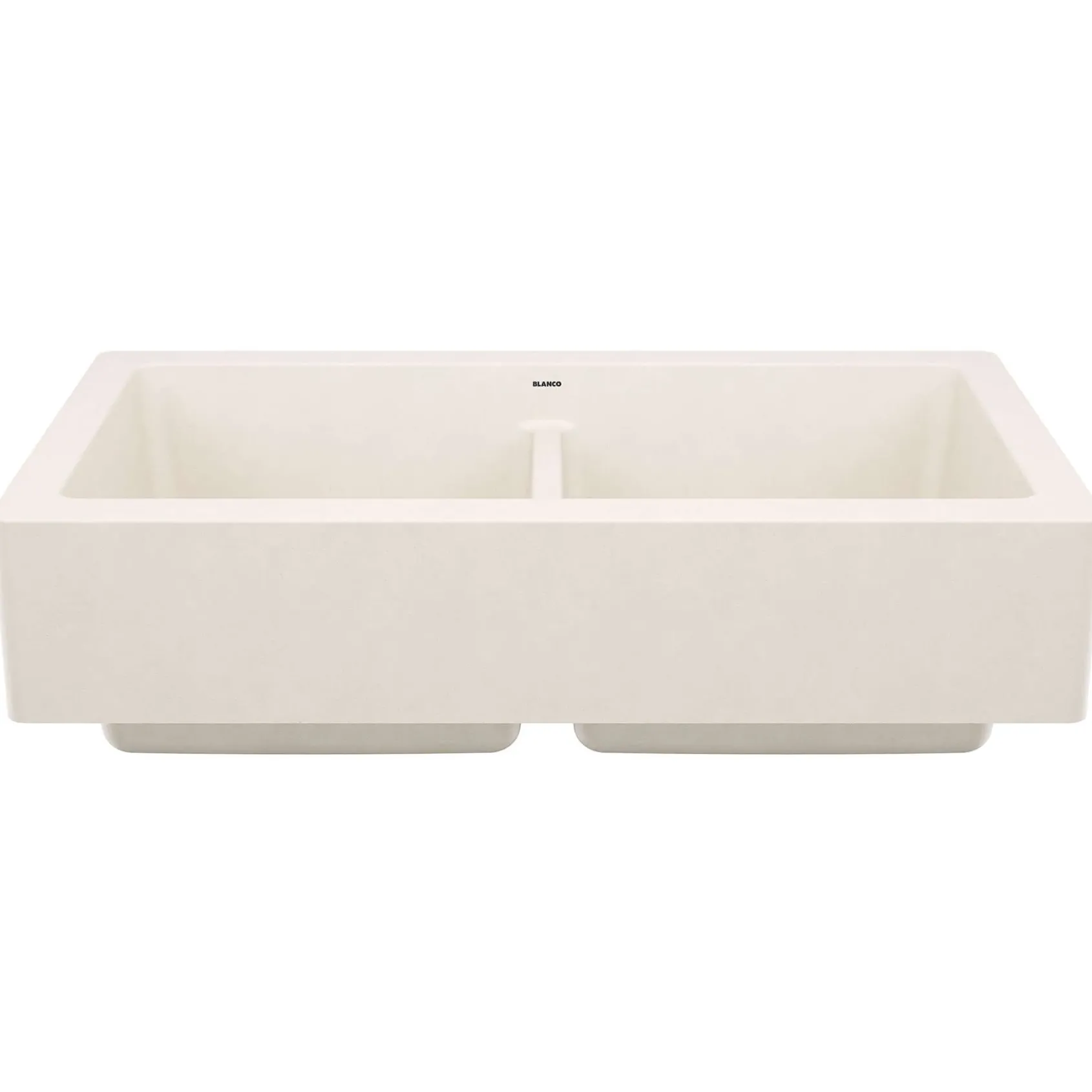 Blanco Vintera 33" Silgranit Farmhouse Sink, 50/50 Double Bowl, Soft White, No Faucet Hole, 527409