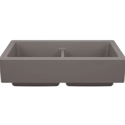 Blanco Vintera 33" Silgranit Farmhouse Sink, 50/50 Double Bowl, Volcano Gray, No Faucet Hole, 527418