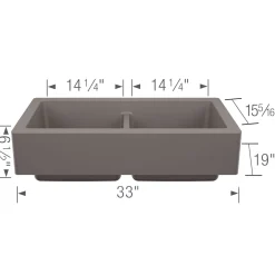 Blanco Vintera 33" Silgranit Farmhouse Sink, 50/50 Double Bowl, Volcano Gray, No Faucet Hole, 527418