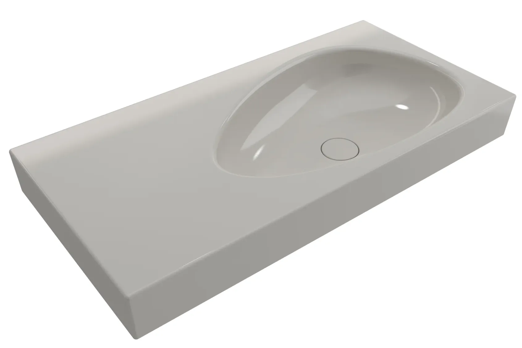 BOCCHI Etna 36" Palette Shaped Wallmount Fireclay Bathroom Sink, Biscuit, 1115-014-0125