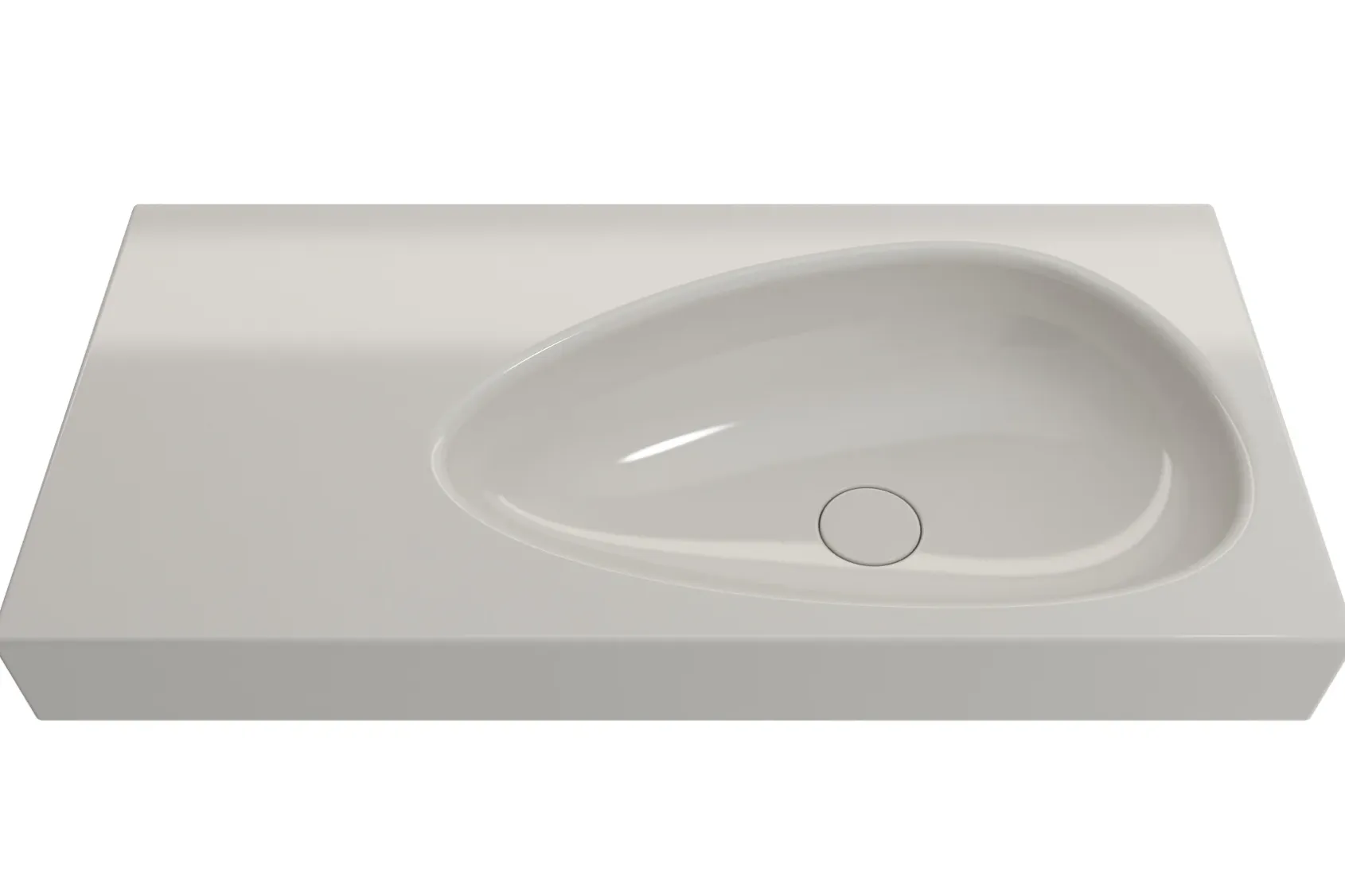 BOCCHI Etna 36" Palette Shaped Wallmount Fireclay Bathroom Sink, Biscuit, 1115-014-0125