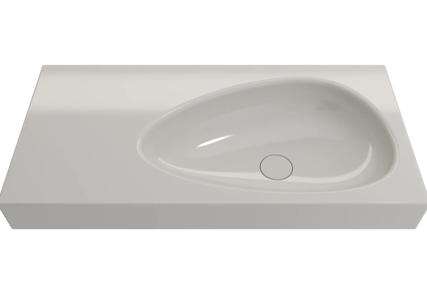 BOCCHI Etna 36" Palette Shaped Wallmount Fireclay Bathroom Sink, Biscuit, 1115-014-0125