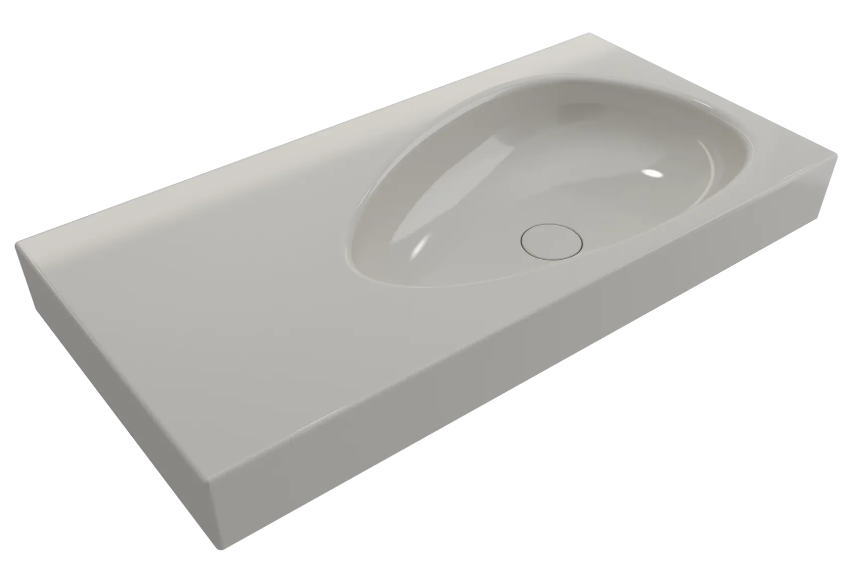 BOCCHI Etna 36" Palette Shaped Wallmount Fireclay Bathroom Sink, Biscuit, 1115-014-0125
