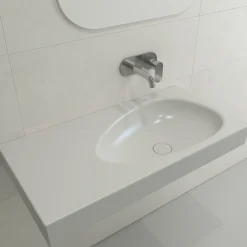BOCCHI Etna 36" Palette Shaped Wallmount Fireclay Bathroom Sink, Matte White, 1115-002-0125