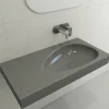 BOCCHI Etna 36" Palette Shaped Wallmount Fireclay Bathroom Sink, Matte Gray, 1115-006-0125
