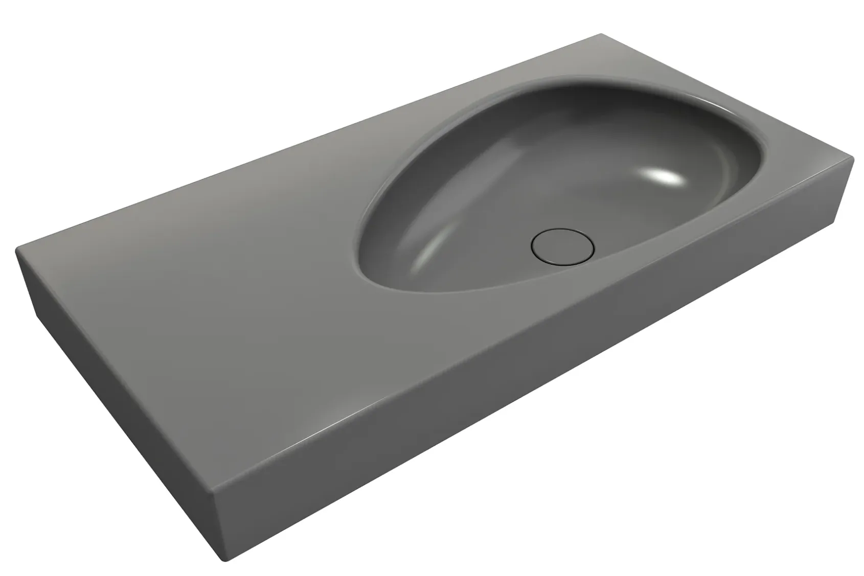 BOCCHI Etna 36" Palette Shaped Wallmount Fireclay Bathroom Sink, Matte Gray, 1115-006-0125
