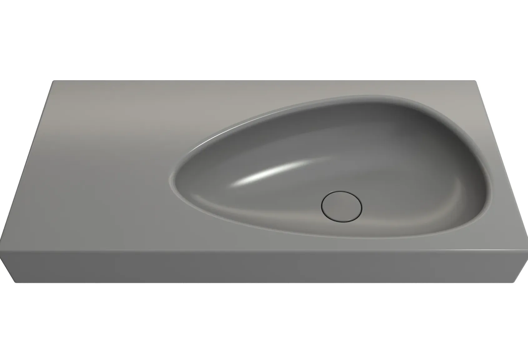 BOCCHI Etna 36" Palette Shaped Wallmount Fireclay Bathroom Sink, Matte Gray, 1115-006-0125