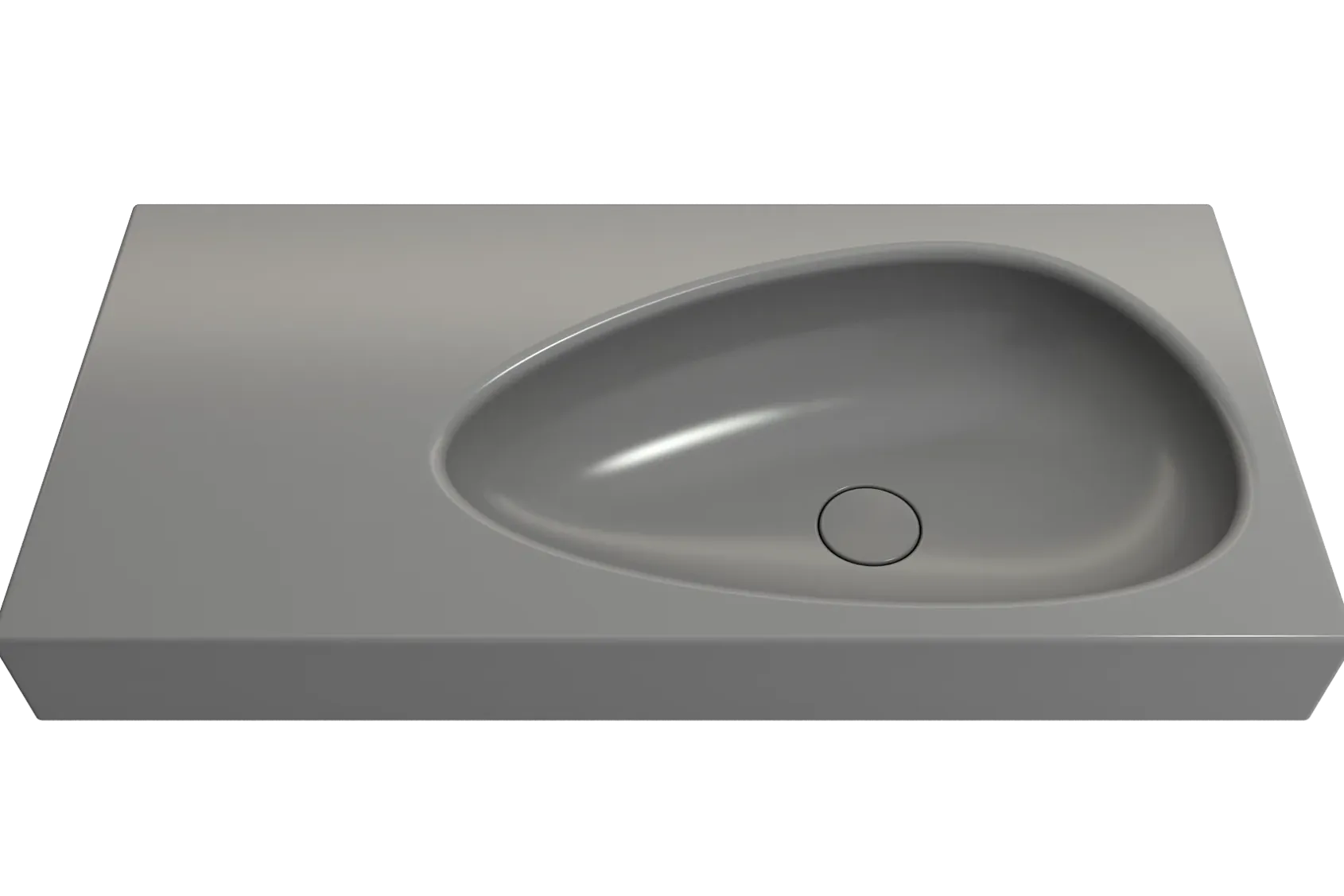 BOCCHI Etna 36" Palette Shaped Wallmount Fireclay Bathroom Sink, Matte Gray, 1115-006-0125