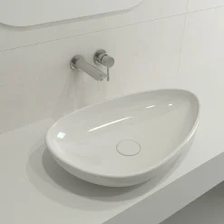 BOCCHI Etna 23" Palette Shaped Vessel Fireclay Bathroom Sink, White, 1114-001-0125