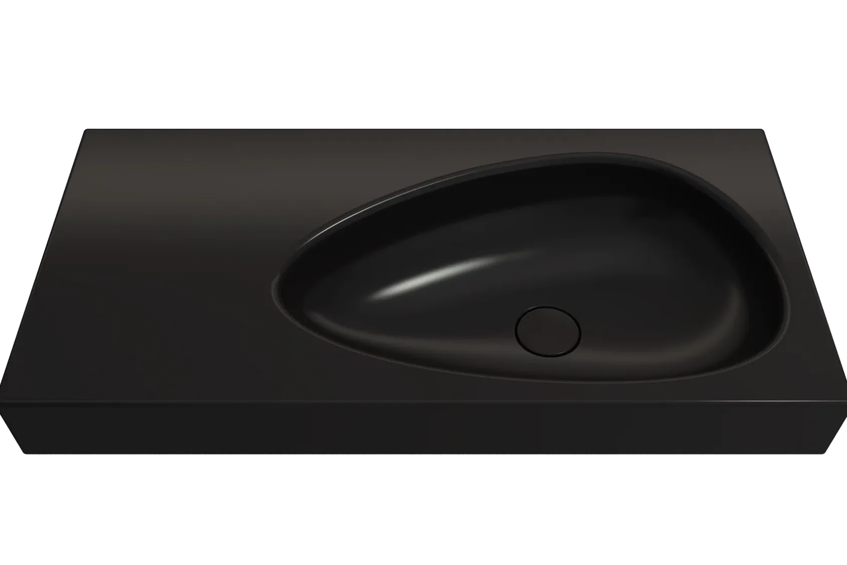 BOCCHI Etna 36" Palette Shaped Wallmount Fireclay Bathroom Sink, Matte Black, 1115-004-0125
