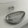 BOCCHI Etna 23" Palette Shaped Vessel Fireclay Bathroom Sink, Platinum, 1114-401-0125