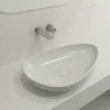BOCCHI Etna 23" Palette Shaped Vessel Fireclay Bathroom Sink, Matte White, 1114-002-0125