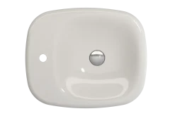 BOCCHI Fenice 22" Rectangle Vessel Fireclay Bathroom Sink, Biscuit, Single Faucet Hole, 1489-014-0126