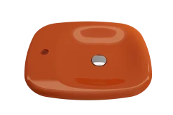 BOCCHI Fenice 22" Rectangle Vessel Fireclay Bathroom Sink, Orange, Single Faucet Hole, 1489-012-0126