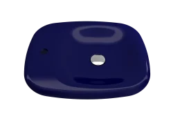 BOCCHI Fenice 22" Rectangle Vessel Fireclay Bathroom Sink, Sapphire Blue, Single Faucet Hole, 1489-010-0126