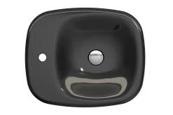 BOCCHI Fenice 22" Rectangle Vessel Fireclay Bathroom Sink, Black, Single Faucet Hole, 1489-005-0126