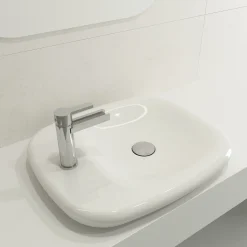BOCCHI Fenice 22" Rectangle Vessel Fireclay Bathroom Sink, White, Single Faucet Hole, 1489-001-0126