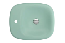 BOCCHI Fenice 22" Rectangle Vessel Fireclay Bathroom Sink, Matte Mint Green, Single Faucet Hole, 1489-033-0126