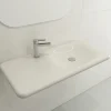 BOCCHI Fenice 36" Rectangle Wallmount Fireclay Bathroom Sink, Biscuit, Single Faucet Hole, 1490-014-0126