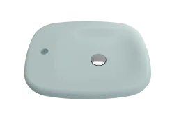 BOCCHI Fenice 22" Rectangle Vessel Fireclay Bathroom Sink, Matte Ice Blue, Single Faucet Hole, 1489-029-0126