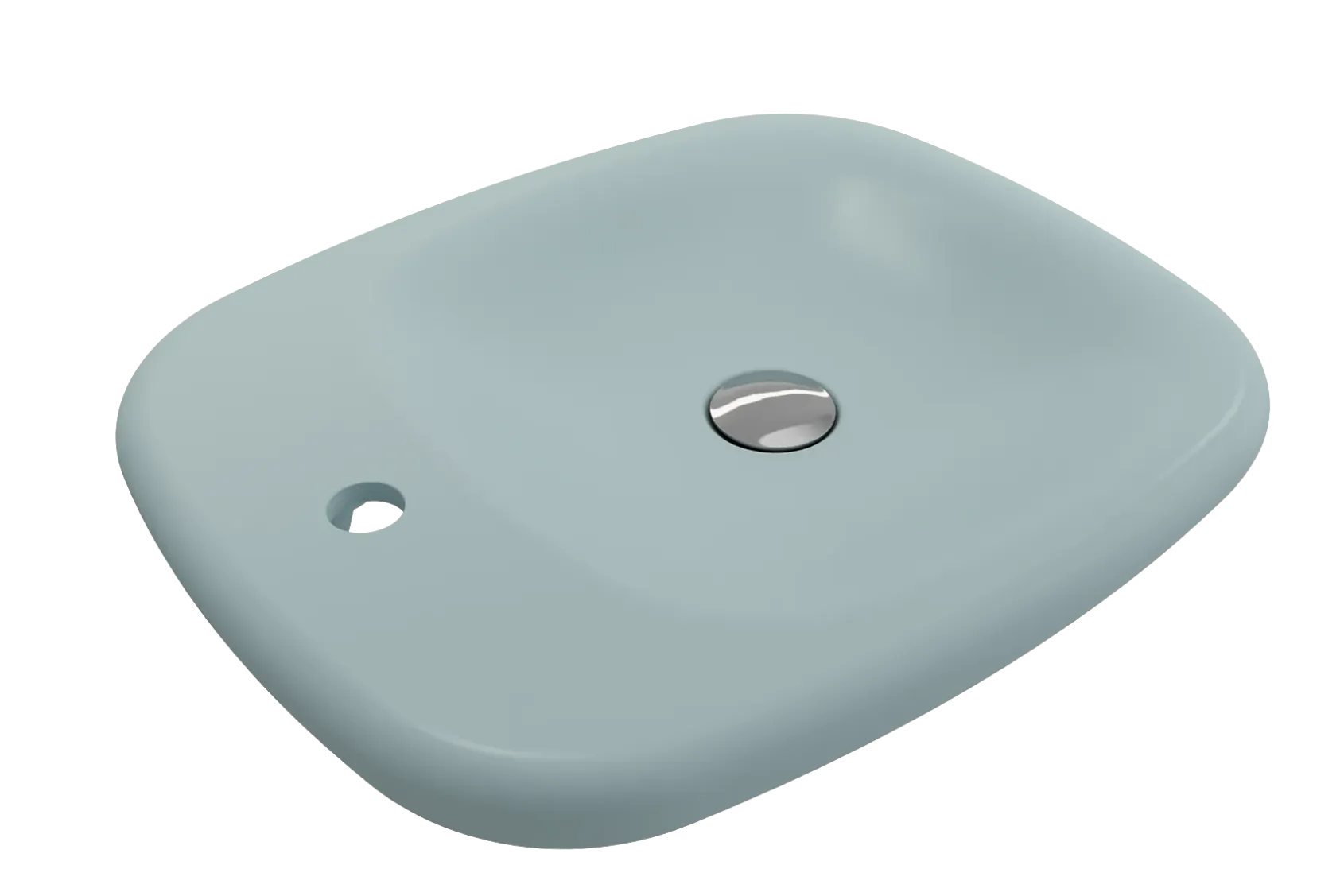 BOCCHI Fenice 22" Rectangle Vessel Fireclay Bathroom Sink, Matte Ice Blue, Single Faucet Hole, 1489-029-0126