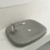 BOCCHI Fenice 22" Rectangle Vessel Fireclay Bathroom Sink, Matte Gray, Single Faucet Hole, 1489-006-0126