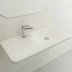 BOCCHI Fenice 36" Rectangle Wallmount Fireclay Bathroom Sink, White, Single Faucet Hole, 1490-001-0126