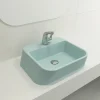 BOCCHI Firenze 20" Rectangle Vessel Fireclay Bathroom Sink, Matte Ice Blue, Single Faucet Hole, 1074-029-0126