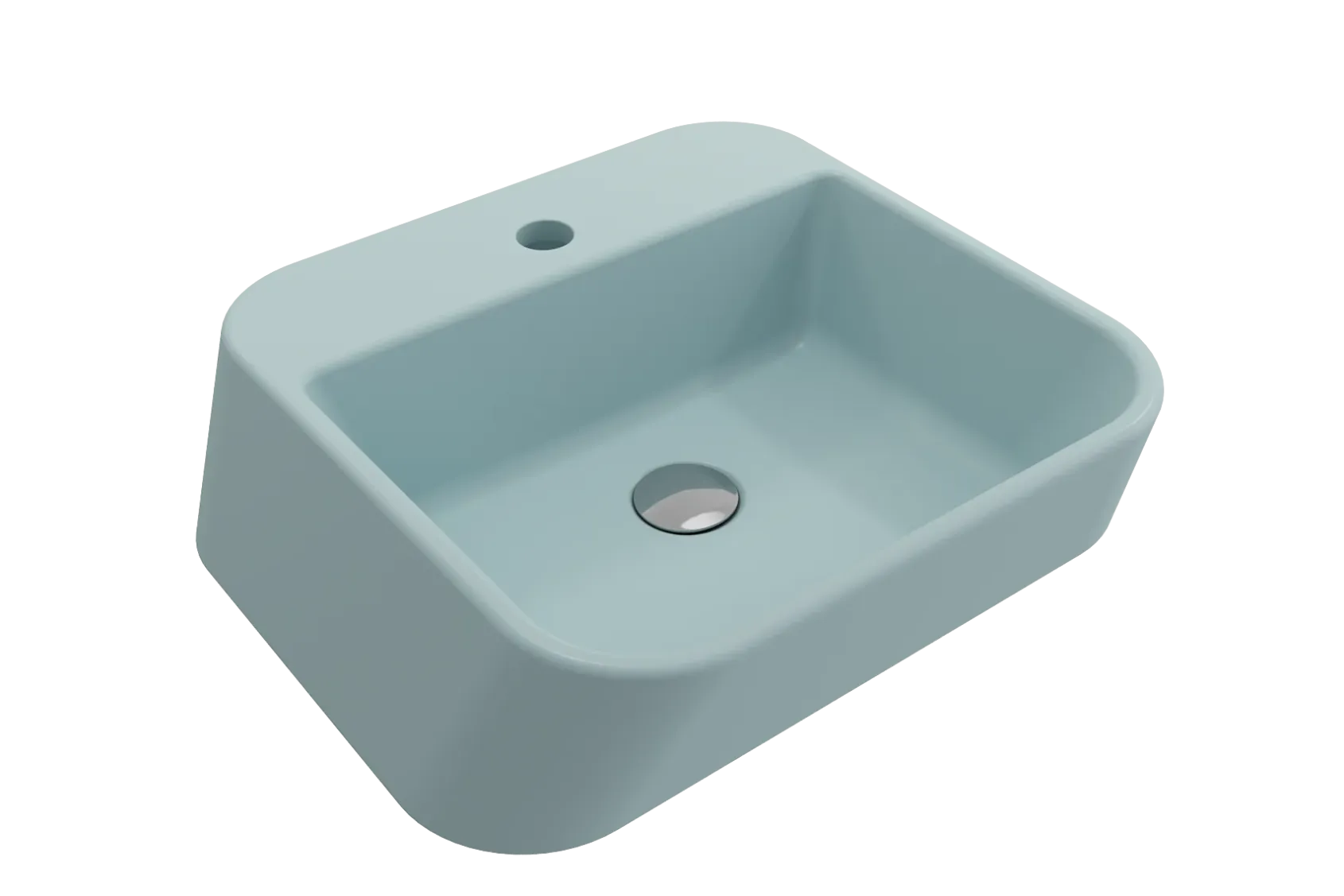 BOCCHI Firenze 20" Rectangle Vessel Fireclay Bathroom Sink, Matte Ice Blue, Single Faucet Hole, 1074-029-0126