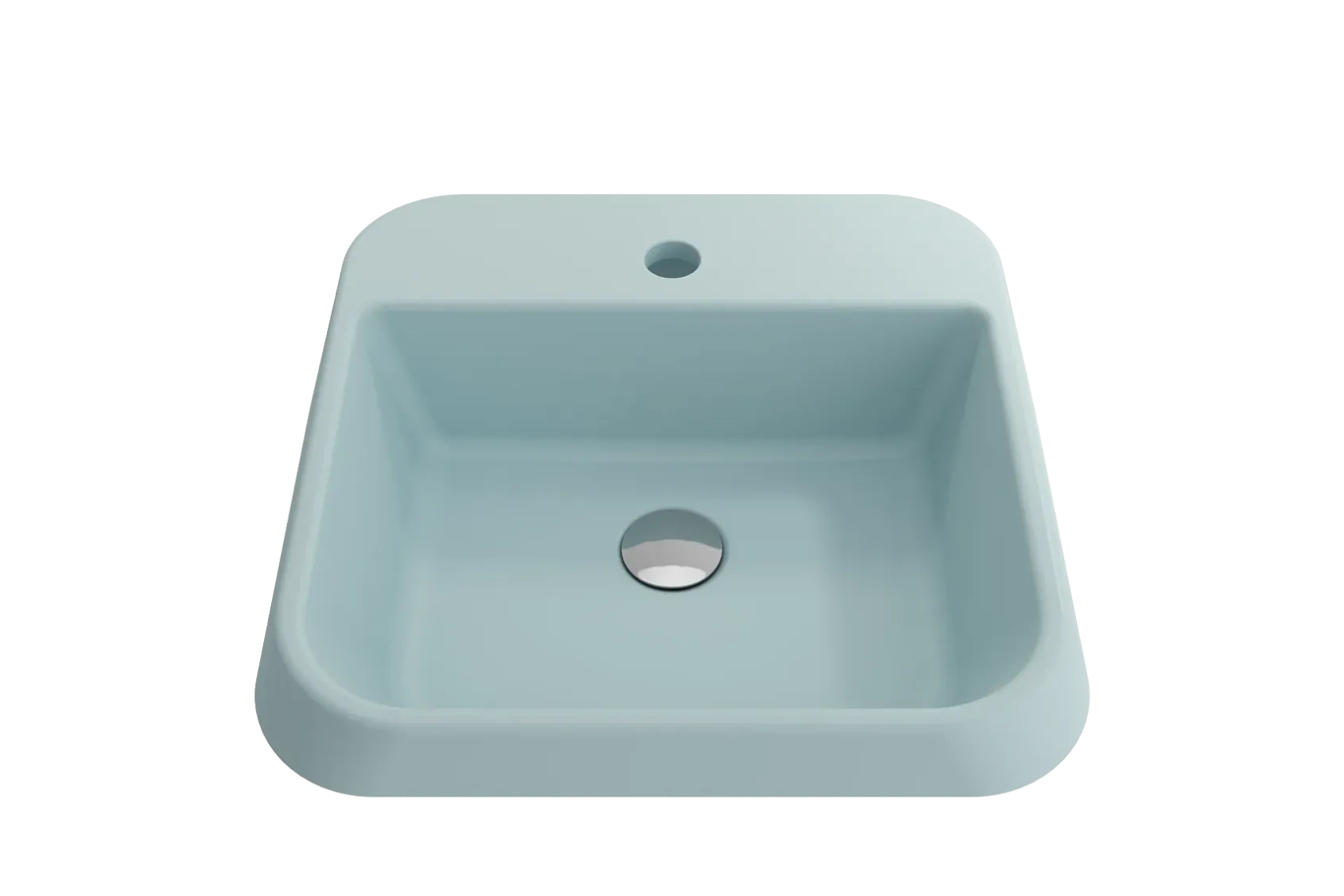 BOCCHI Firenze 20" Rectangle Vessel Fireclay Bathroom Sink, Matte Ice Blue, Single Faucet Hole, 1074-029-0126