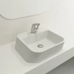 BOCCHI Firenze 20" Rectangle Vessel Fireclay Bathroom Sink, Matte White, Single Faucet Hole, 1074-002-0126