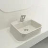 BOCCHI Firenze 20" Rectangle Vessel Fireclay Bathroom Sink, Biscuit, Single Faucet Hole, 1074-014-0126