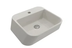 BOCCHI Firenze 20" Rectangle Vessel Fireclay Bathroom Sink, Biscuit, Single Faucet Hole, 1074-014-0126