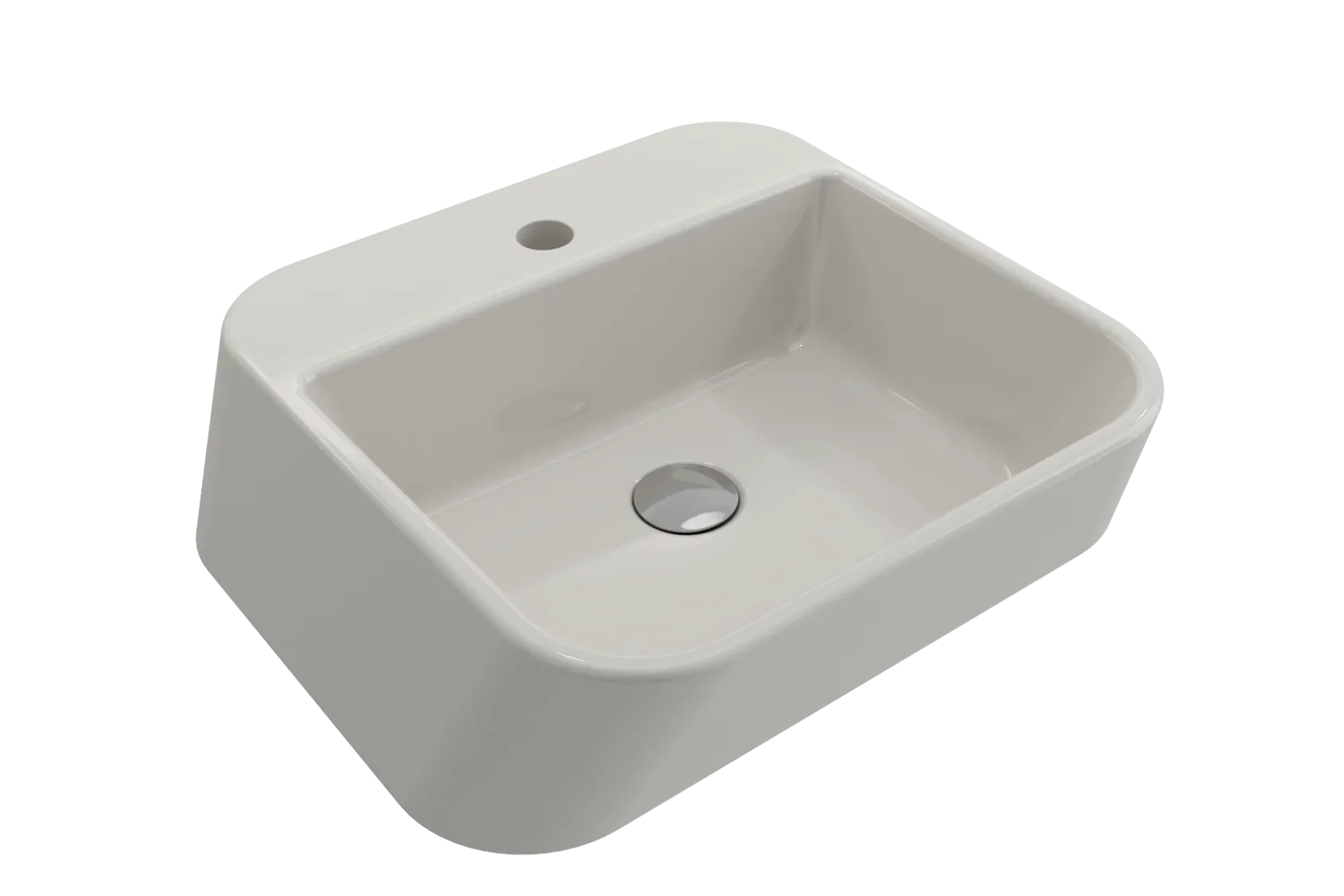 BOCCHI Firenze 20" Rectangle Vessel Fireclay Bathroom Sink, Biscuit, Single Faucet Hole, 1074-014-0126