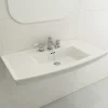 BOCCHI Lavita 40" Rectangle Wallmount Fireclay Bathroom Sink, White, 3 Faucet Hole, 1168-001-0127