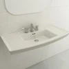 BOCCHI Lavita 40" Rectangle Wallmount Fireclay Bathroom Sink, Biscuit, 3 Faucet Hole, 1168-014-0127