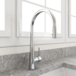 BOCCHI Lugano 1.75 GPM Brass Kitchen Faucet, Modern, Stainless Steel, 2025 0001 SS