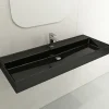 BOCCHI Milano 48" Rectangle Wallmount Fireclay Bathroom Sink, Black, Single Faucet Hole, 1394-005-0126
