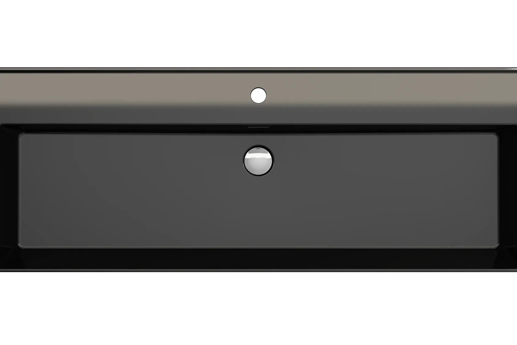 BOCCHI Milano 48" Rectangle Wallmount Fireclay Bathroom Sink, Black, Single Faucet Hole, 1394-005-0126
