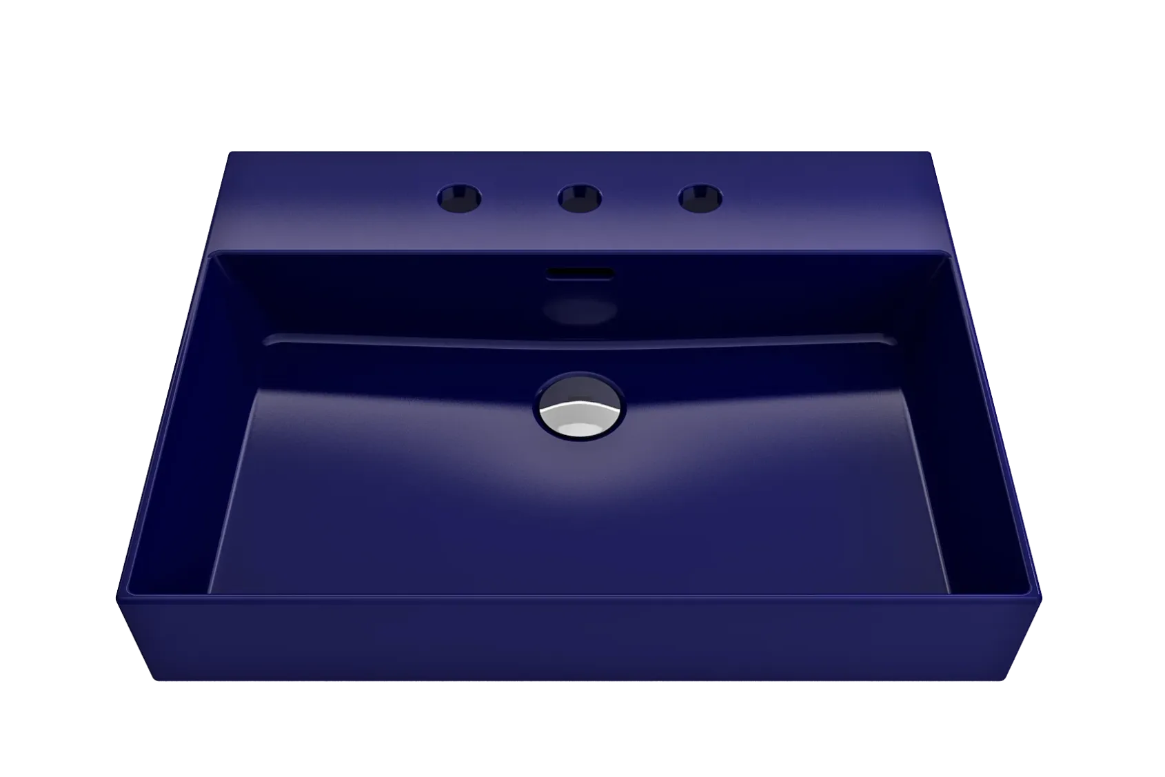 BOCCHI Milano 24" Rectangle Wallmount Fireclay Bathroom Sink, Sapphire Blue, 3 Faucet Hole, 1376-010-0127