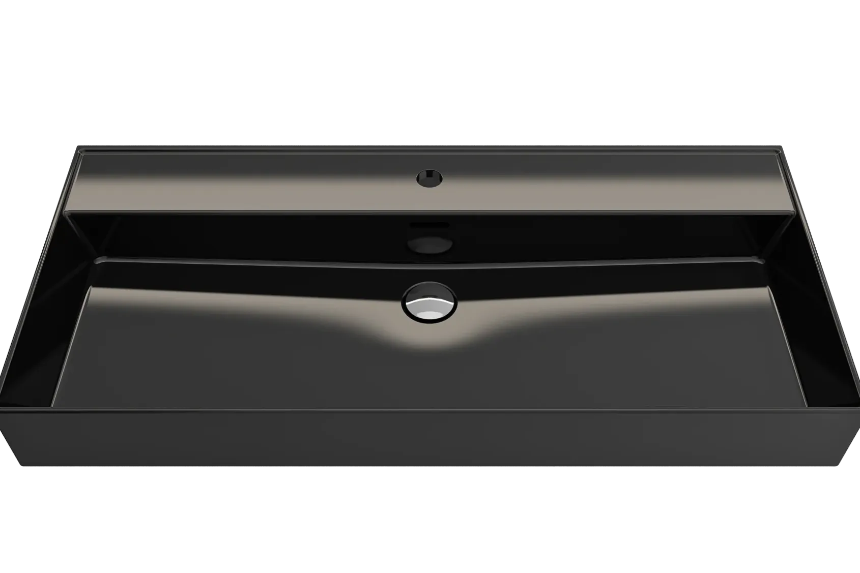BOCCHI Milano 40" Rectangle Wallmount Fireclay Bathroom Sink, Black, Single Faucet Hole, 1378-005-0126