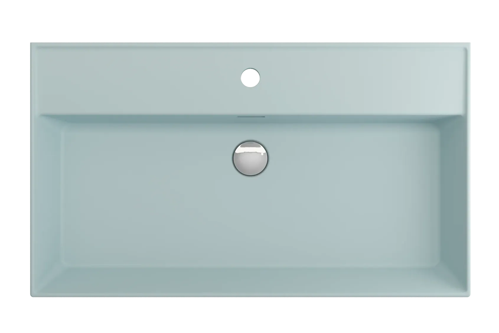 BOCCHI Milano 32" Rectangle Wallmount Fireclay Bathroom Sink, Matte Ice Blue, Single Faucet Hole, 1377-029-0126