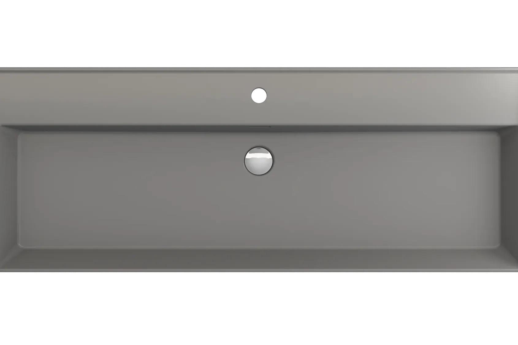 BOCCHI Milano 48" Rectangle Wallmount Fireclay Bathroom Sink, Matte Gray, Single Faucet Hole, 1394-006-0126