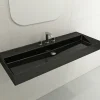 BOCCHI Milano 48" Rectangle Wallmount Fireclay Bathroom Sink, Black, 3 Faucet Hole, 1394-005-0127