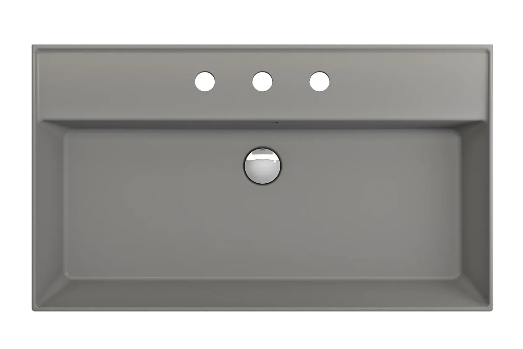 BOCCHI Milano 32" Rectangle Wallmount Fireclay Bathroom Sink, Matte Gray, 3 Faucet Hole, 1377-006-0127