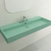 BOCCHI Milano 48" Rectangle Wallmount Fireclay Bathroom Sink, Matte Mint Green, 3 Faucet Hole, 1394-033-0127